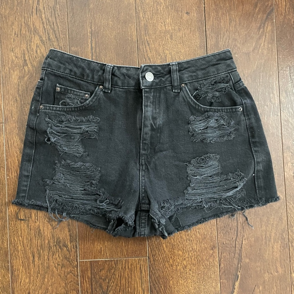 Distressed topshop denim shorts